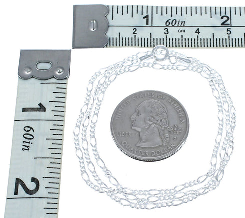 Genuine Sterling Silver Italian Figaro Chain 18" Necklace JX120899